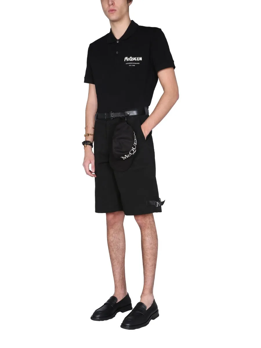 Alexander McQueen Graffiti Logo Print Polo Shirt