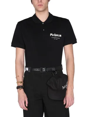 Alexander McQueen Graffiti Logo Print Polo Shirt