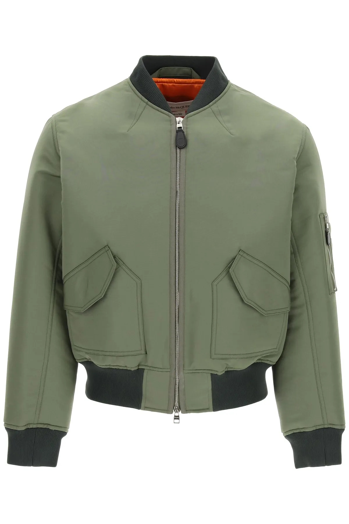 Alexander McQueen Logo Printed Zipped Bomber Jacket