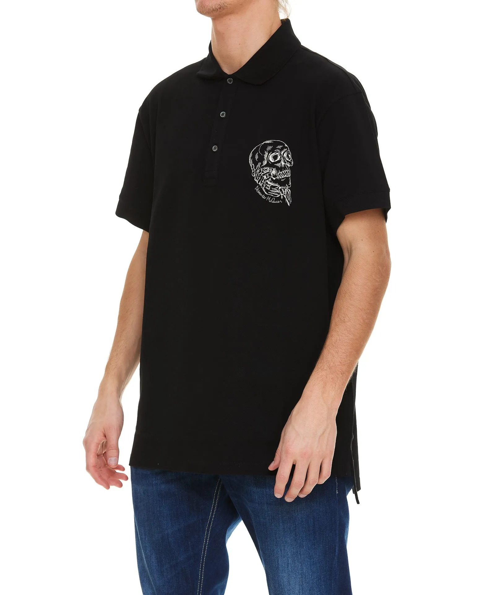Alexander McQueen Skull Embroidered Polo Shirt