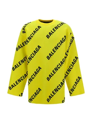 Balenciaga Allover Logo Intarsia Sweater