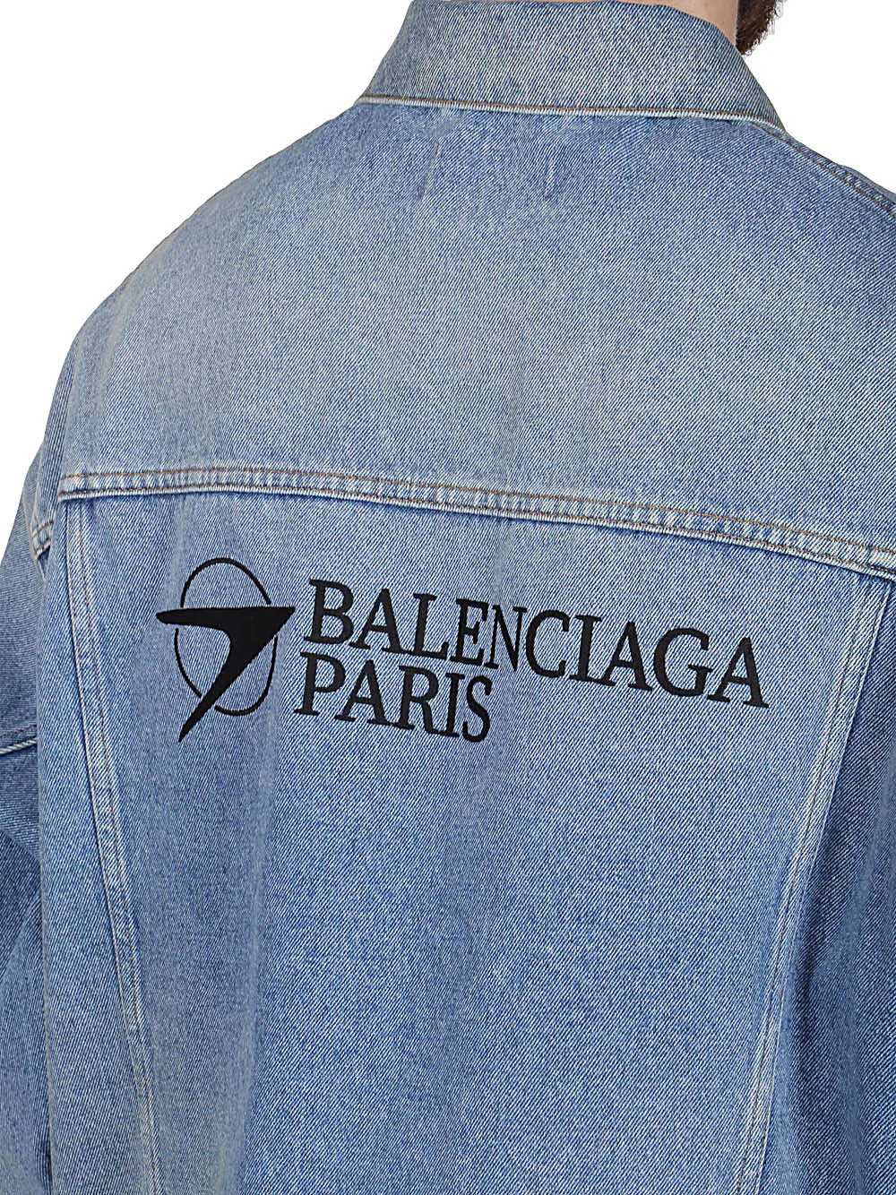 Balenciaga Paris Logo Print Denim Jacket