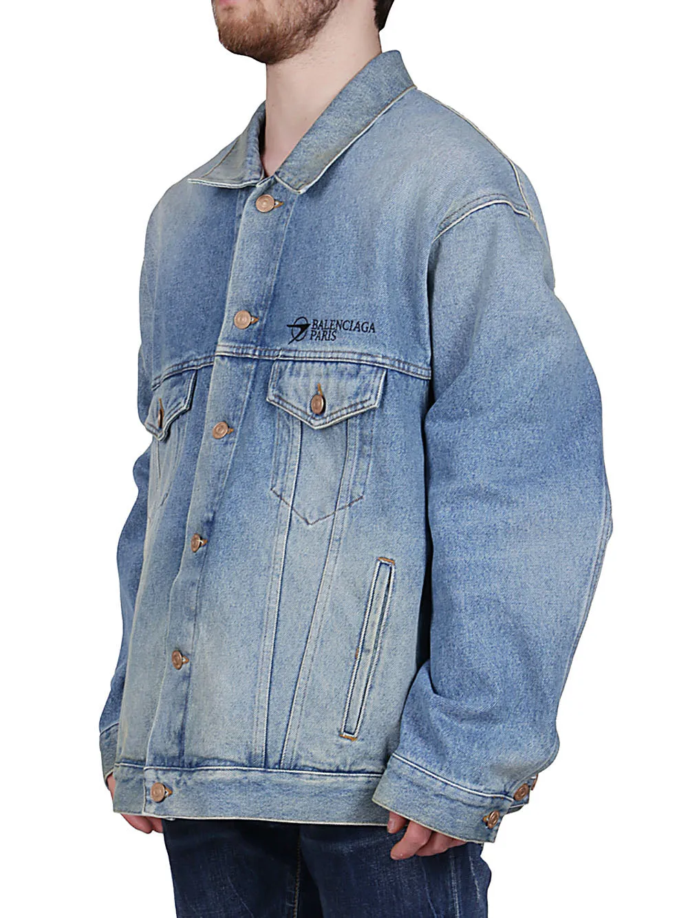 Balenciaga Paris Logo Print Denim Jacket