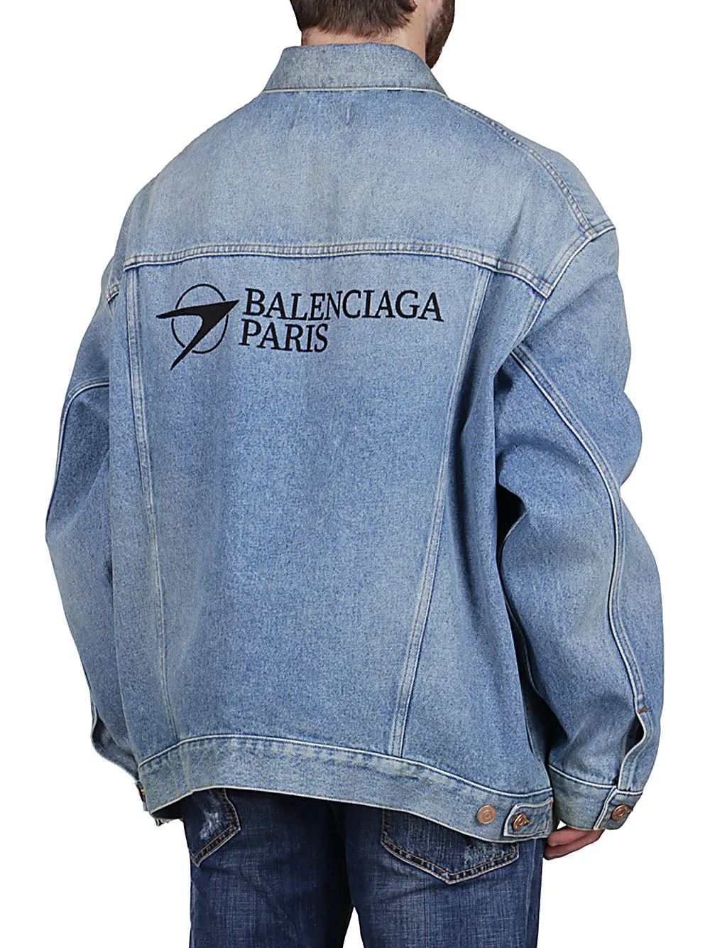Balenciaga Paris Logo Print Denim Jacket