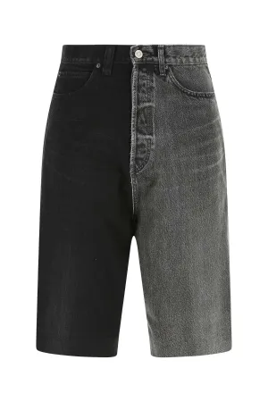 Balenciaga Two-Tone Knee-Length Denim Shorts