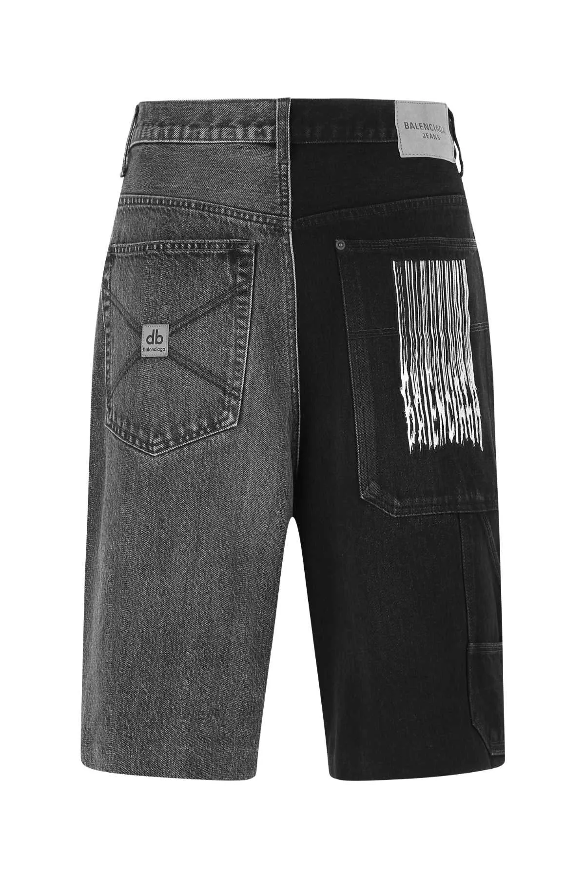 Balenciaga Two-Tone Knee-Length Denim Shorts