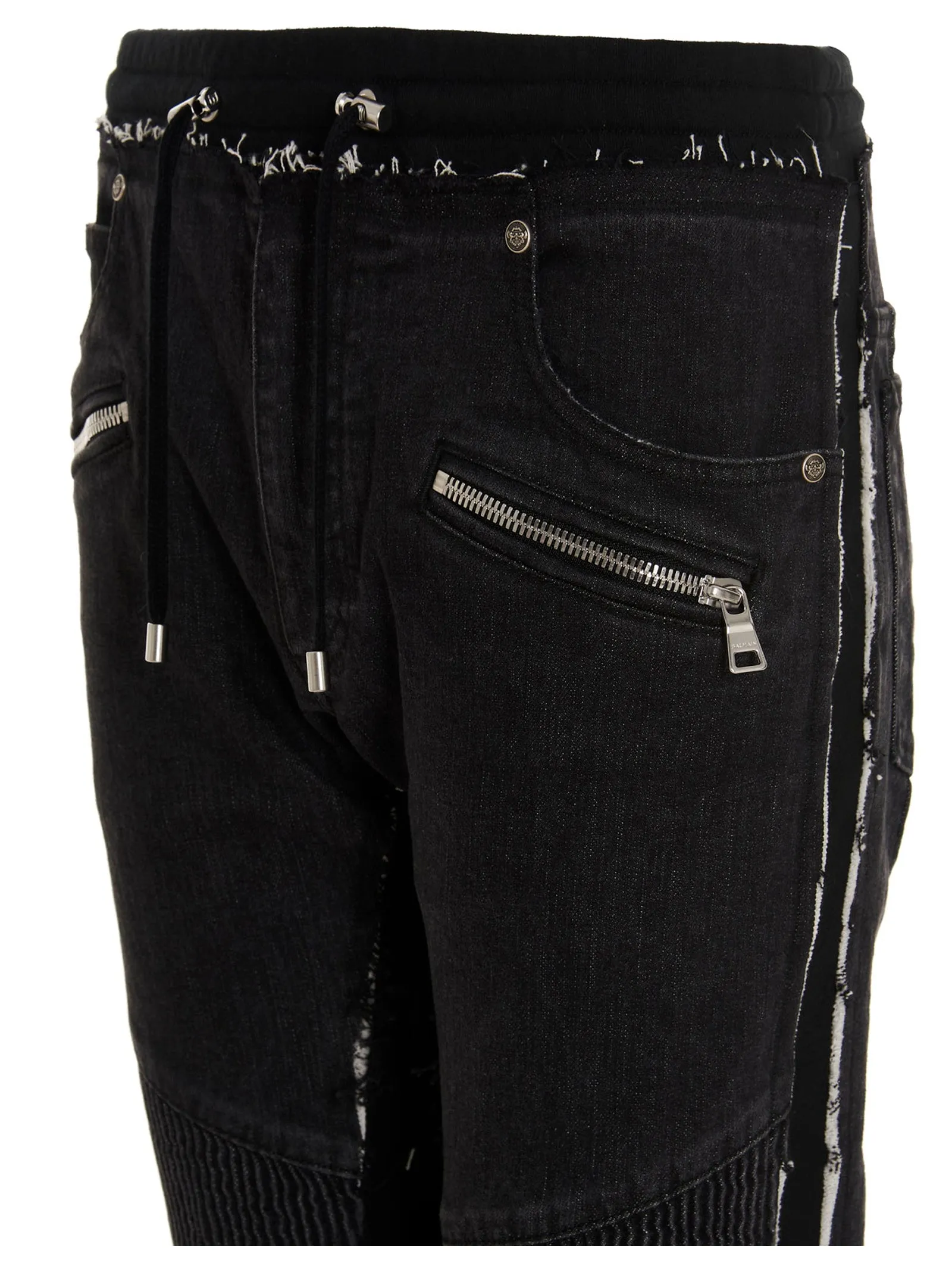 Balmain Denim Layered Drawstring Jogging Pants