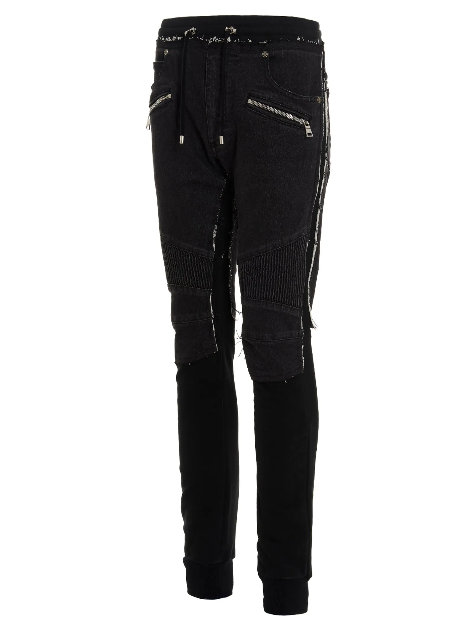 Balmain Denim Layered Drawstring Jogging Pants