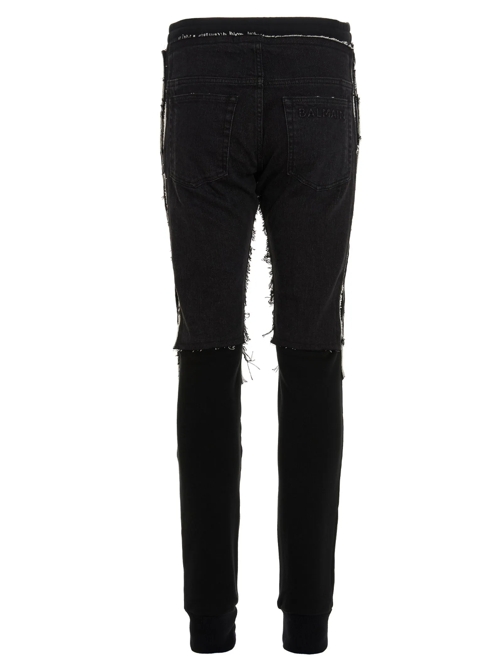 Balmain Denim Layered Drawstring Jogging Pants