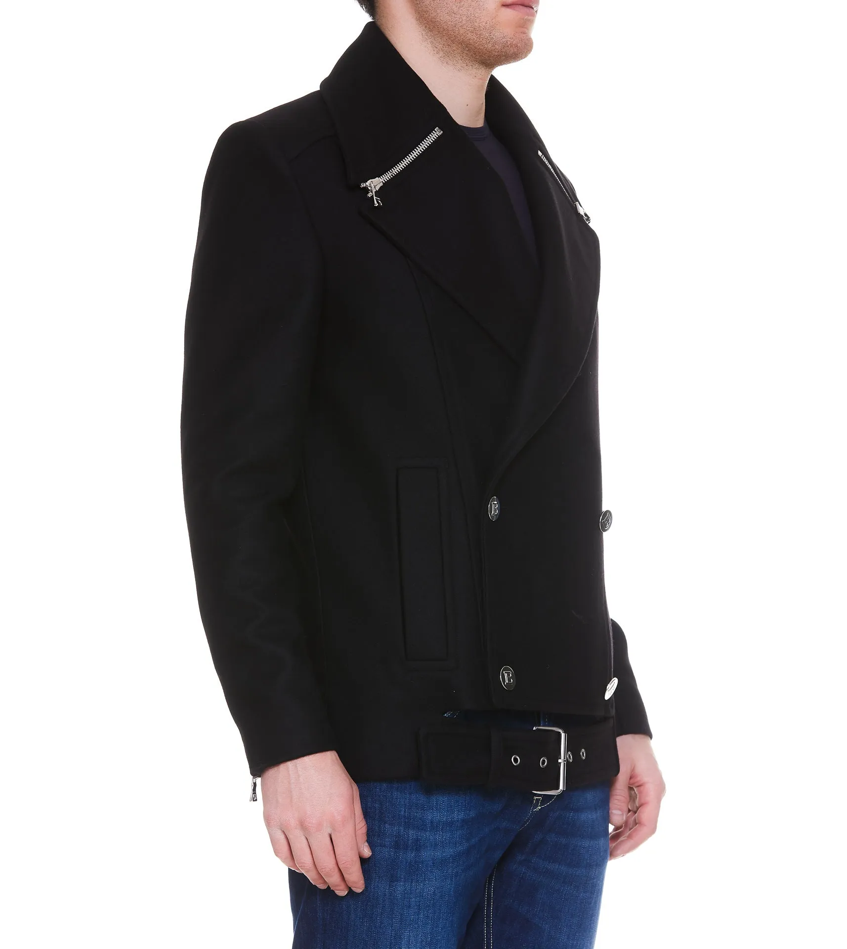 Balmain Double Breasted Belted Waist Jacket