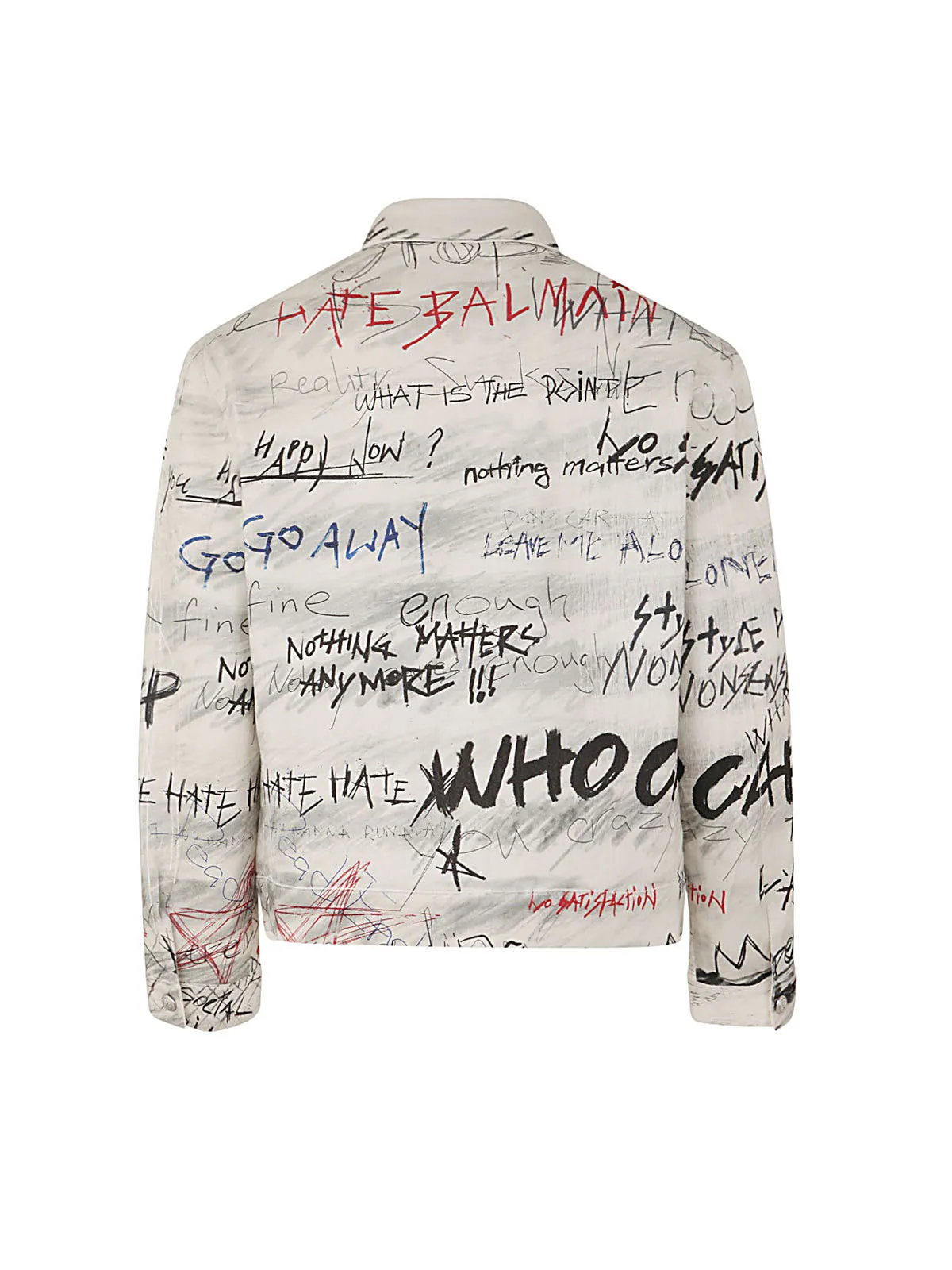 Balmain Graffiti Printed Buttoned Denim Jacket