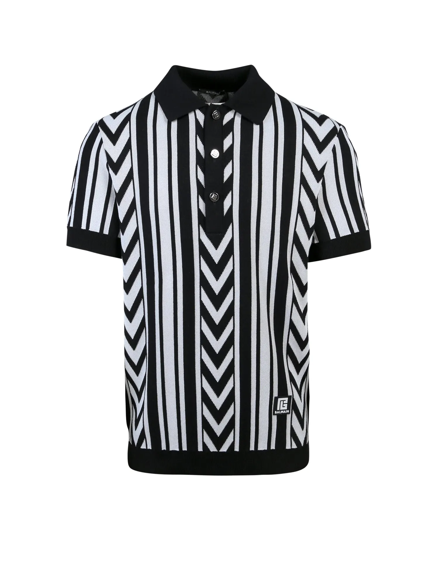 Balmain Jacquared Pattern Short-Sleeved Polo Shirt