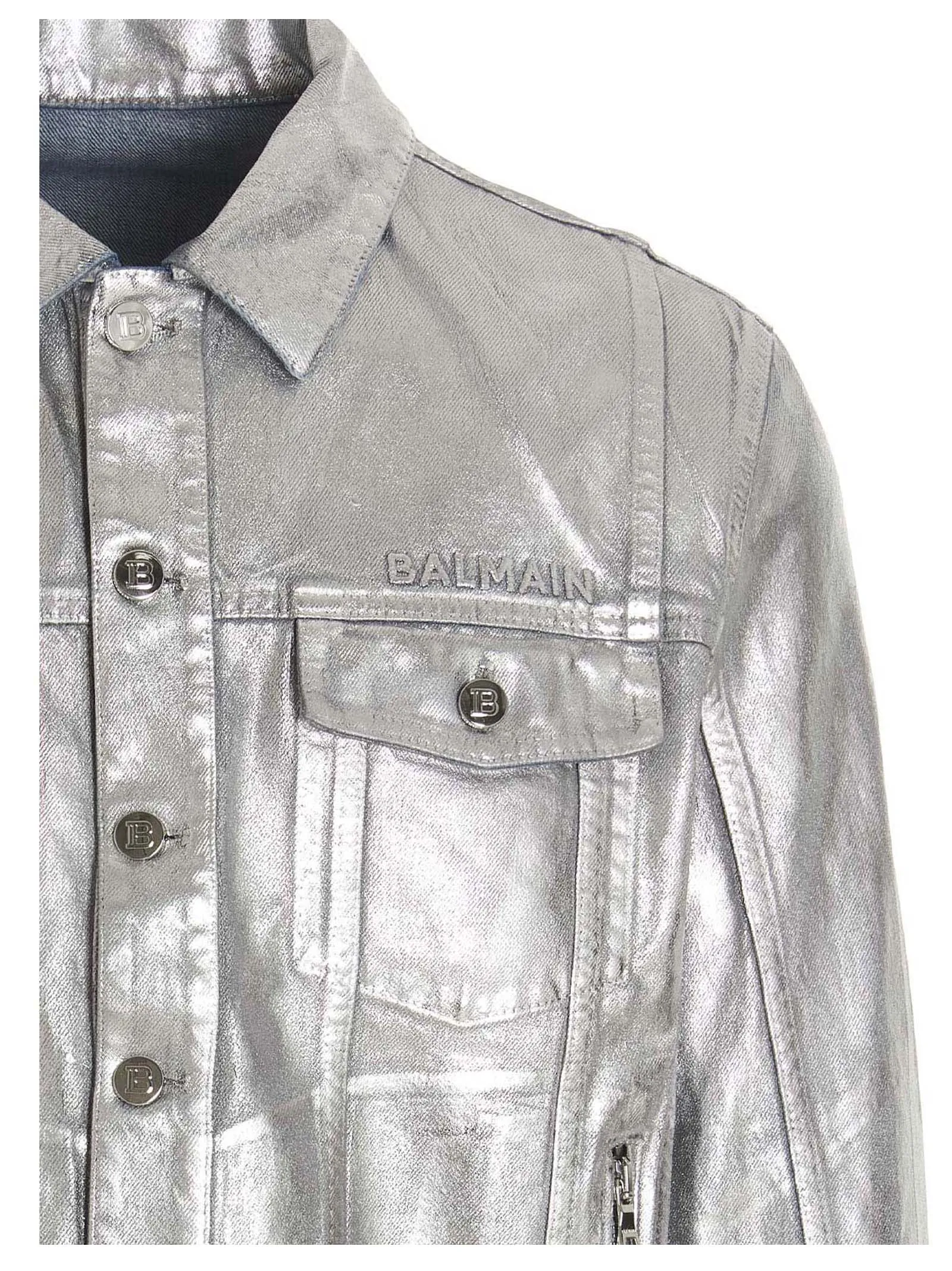 Balmain Logo Embossed Buttoned Denim Jacket