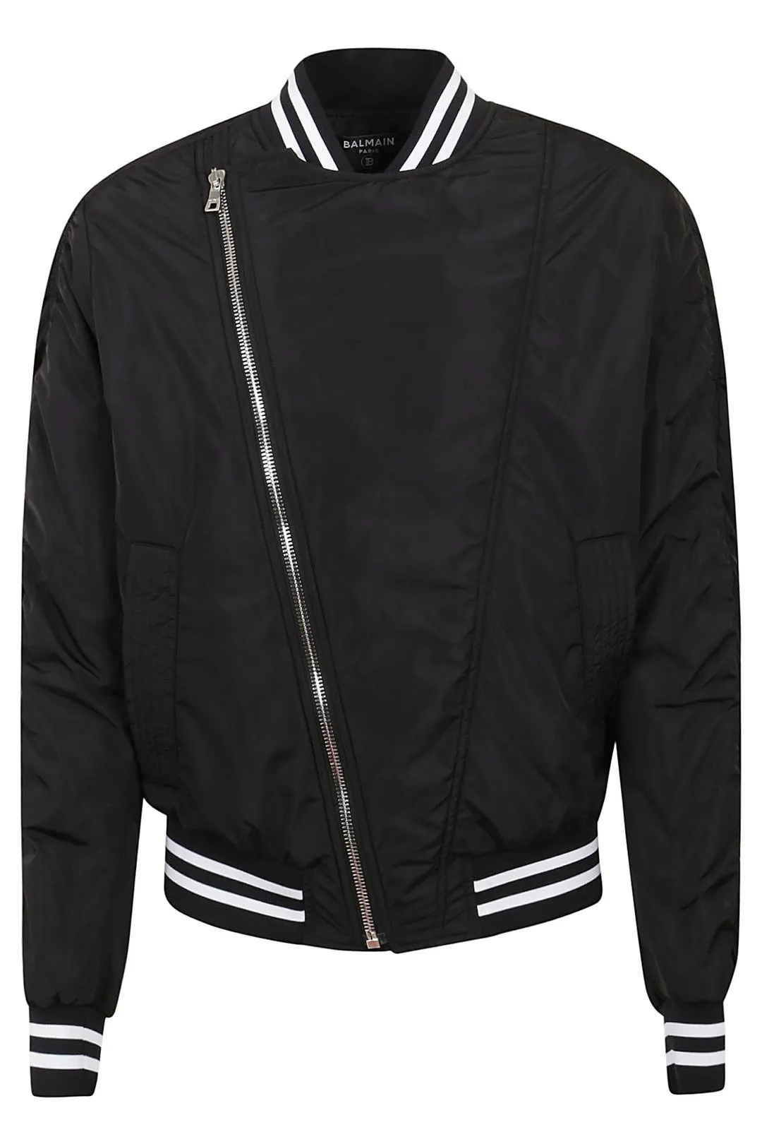 Balmain Stripe Trim Zipped Bomber Jacket