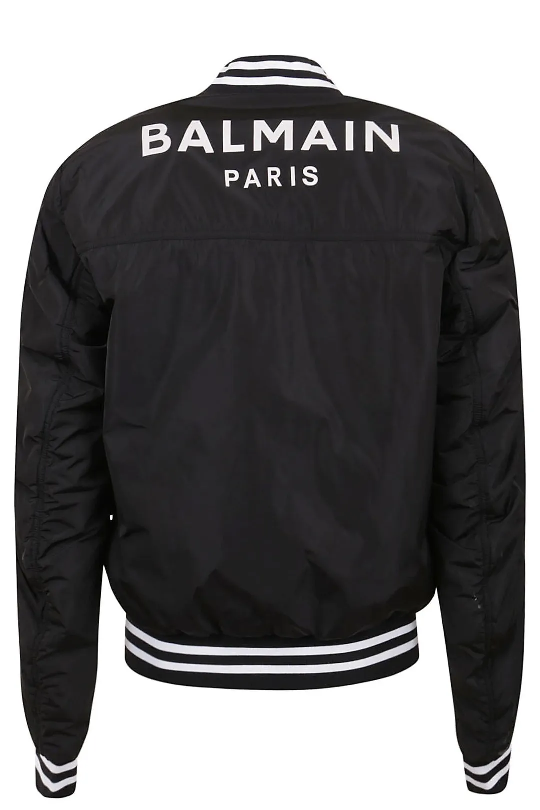 Balmain Stripe Trim Zipped Bomber Jacket