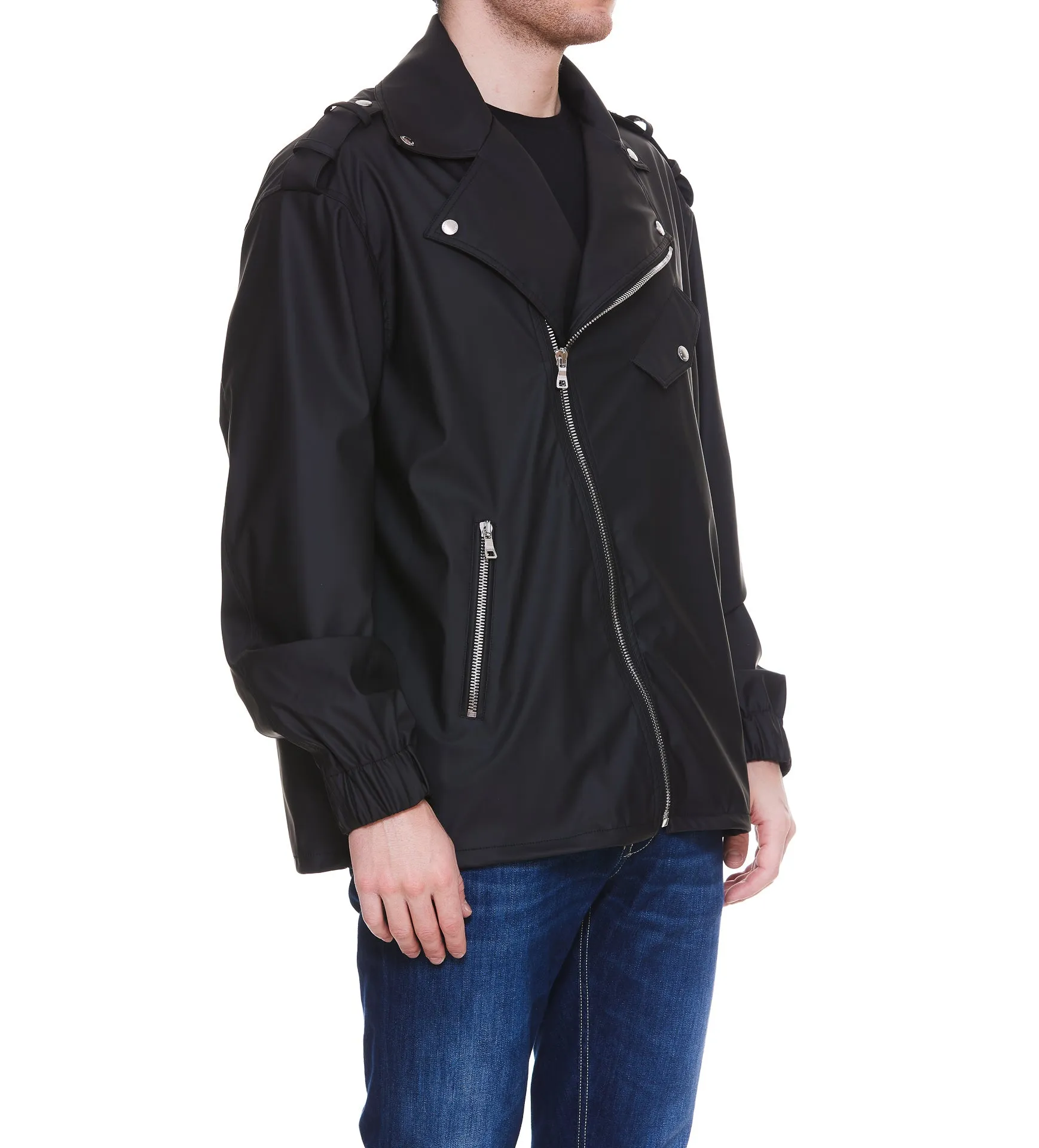 Balmain Stud Embellished Faux Leather Biker Jacket