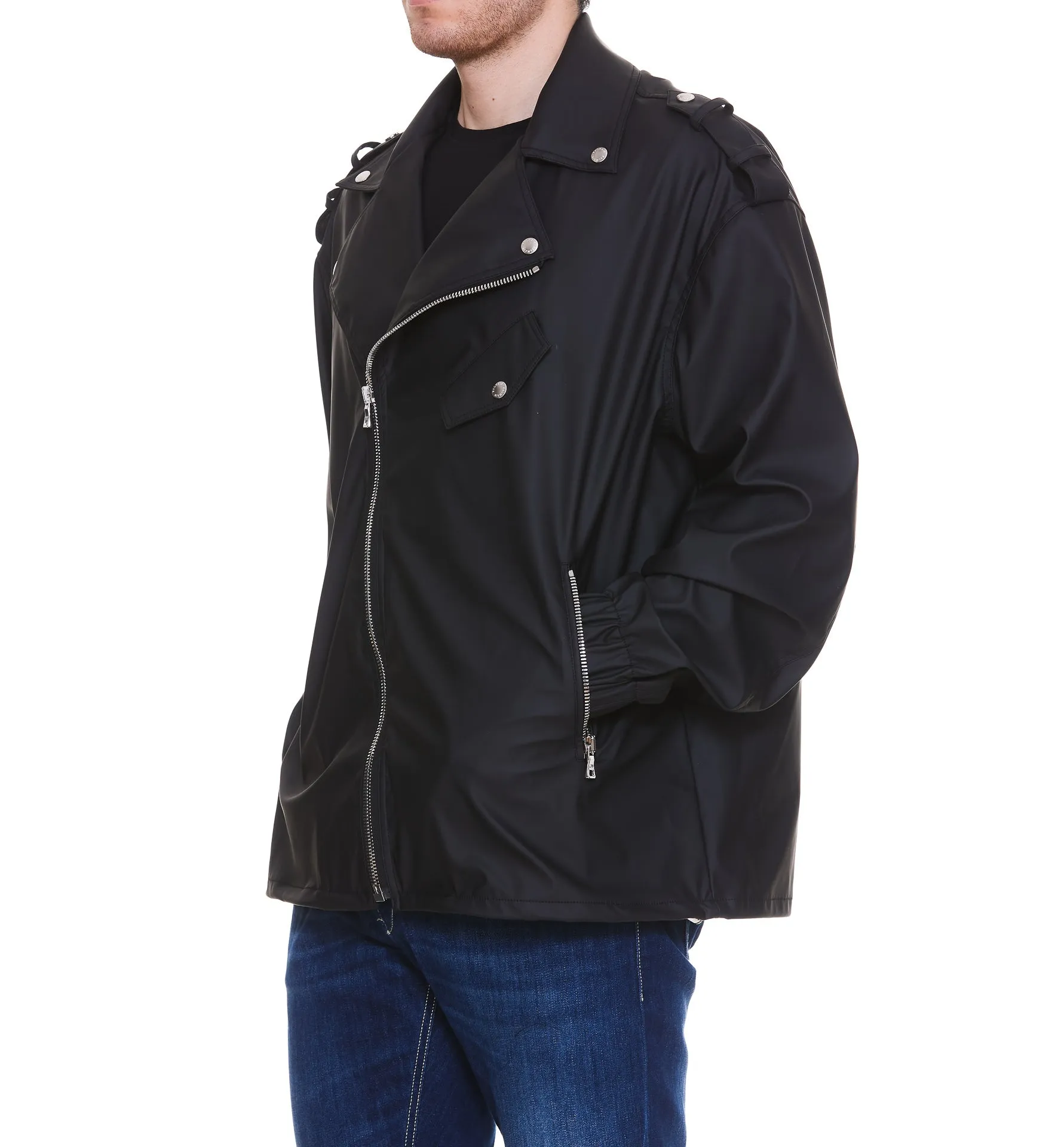 Balmain Stud Embellished Faux Leather Biker Jacket