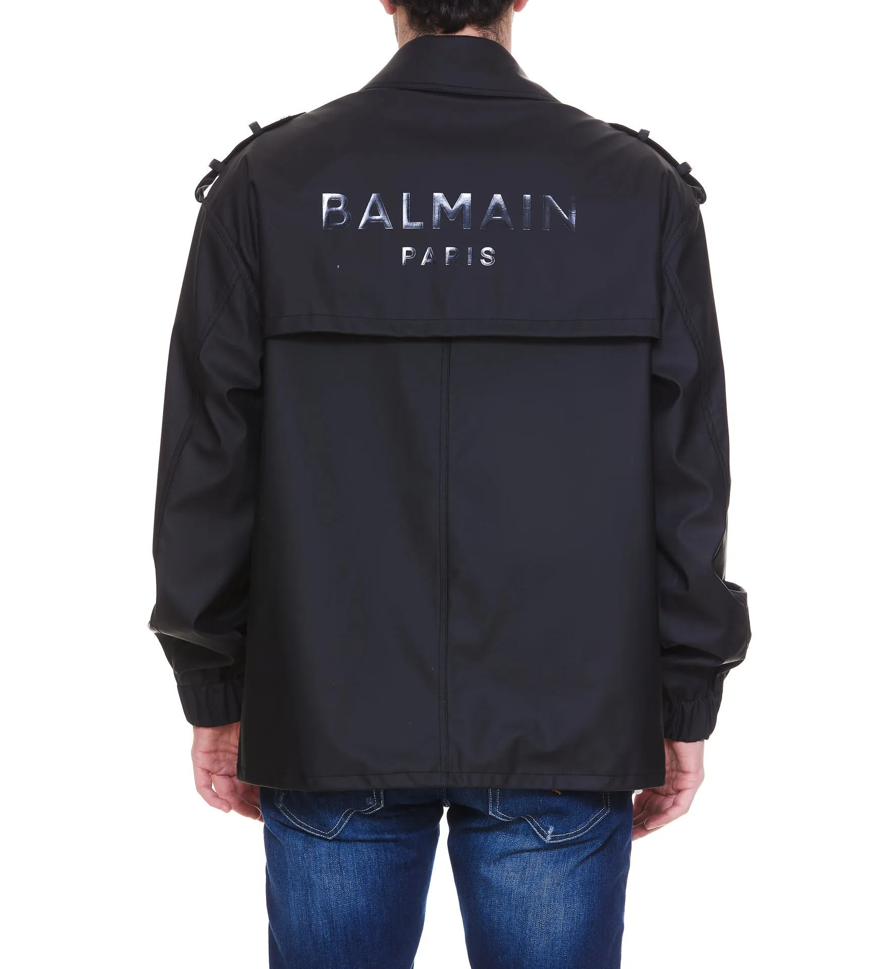 Balmain Stud Embellished Faux Leather Biker Jacket