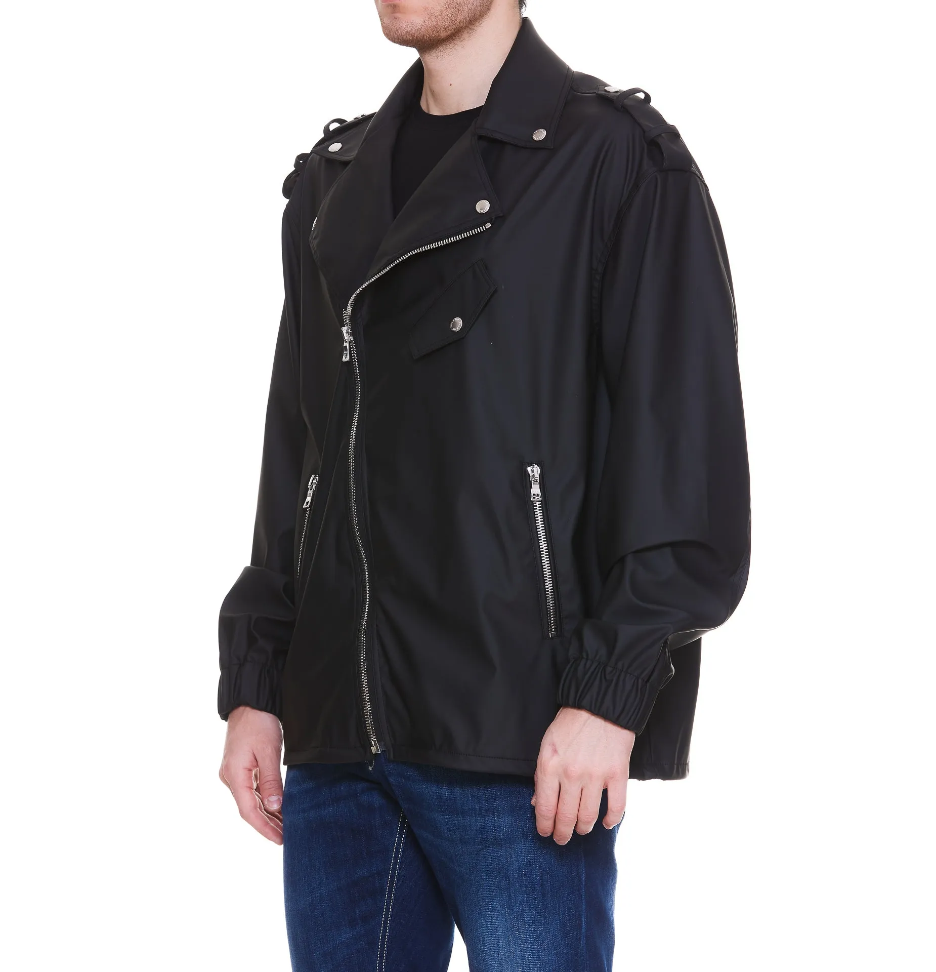 Balmain Stud Embellished Faux Leather Biker Jacket