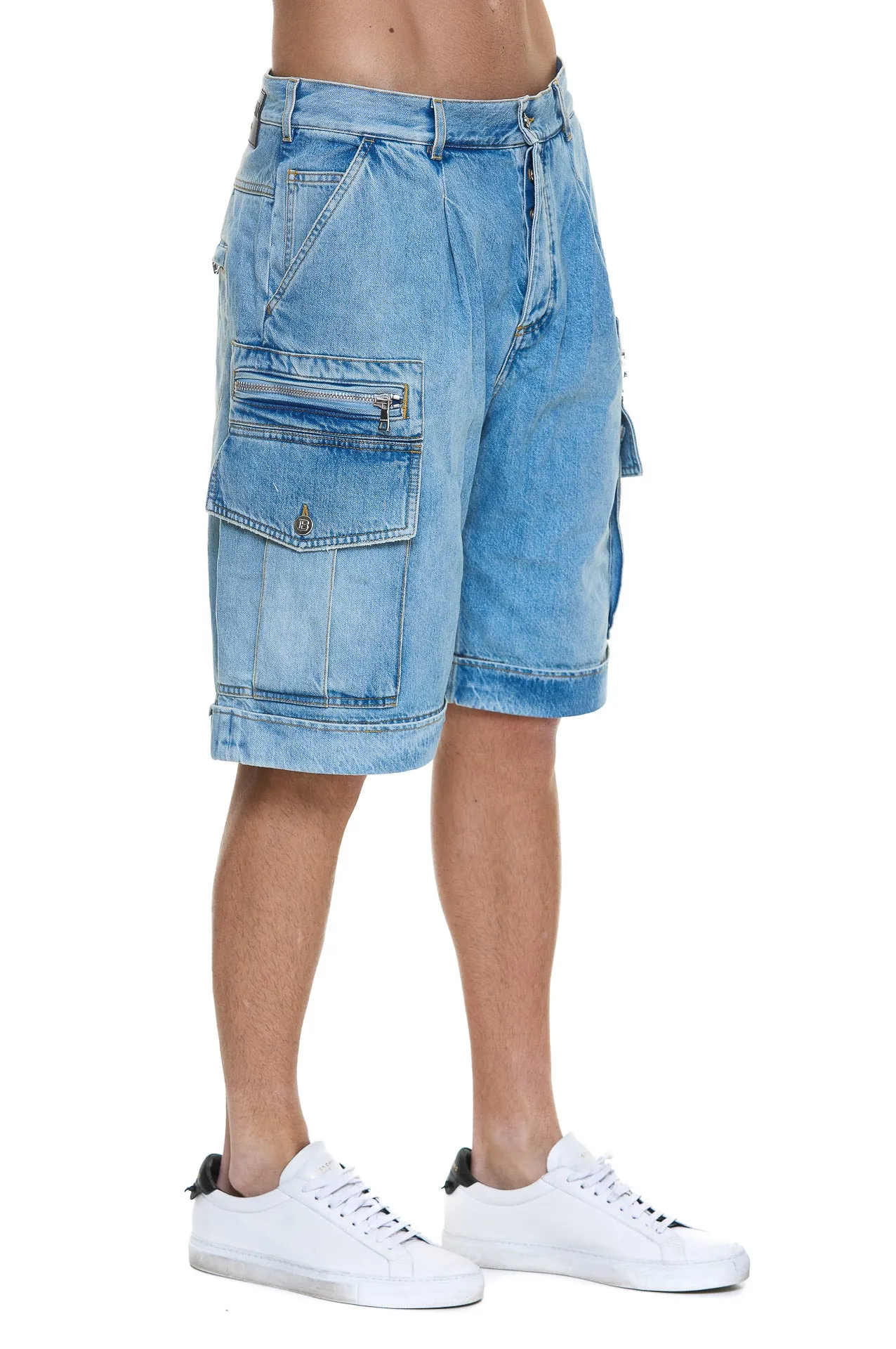 Balmain Zip-Detailed Cargo Denim Shorts