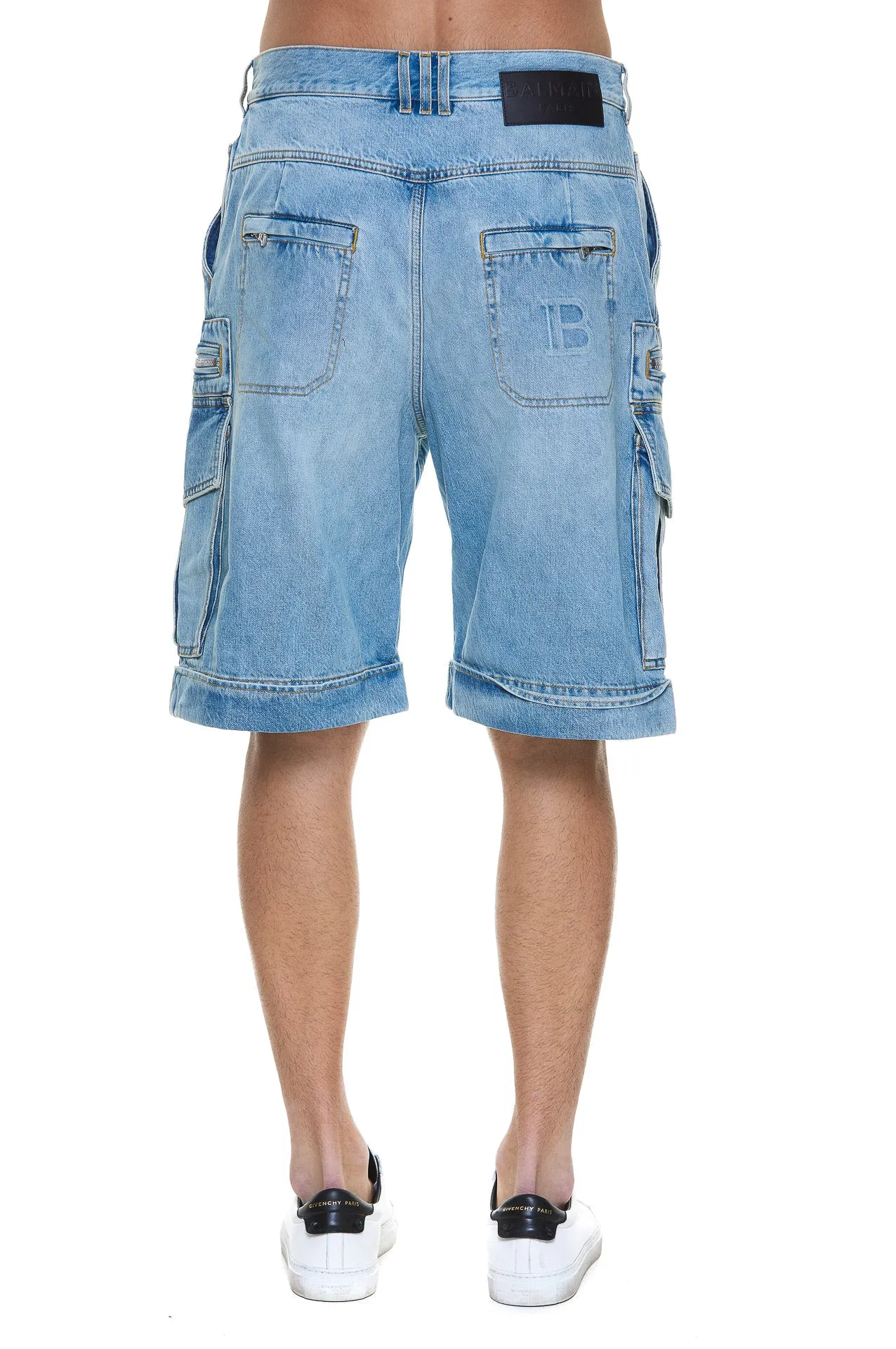 Balmain Zip-Detailed Cargo Denim Shorts