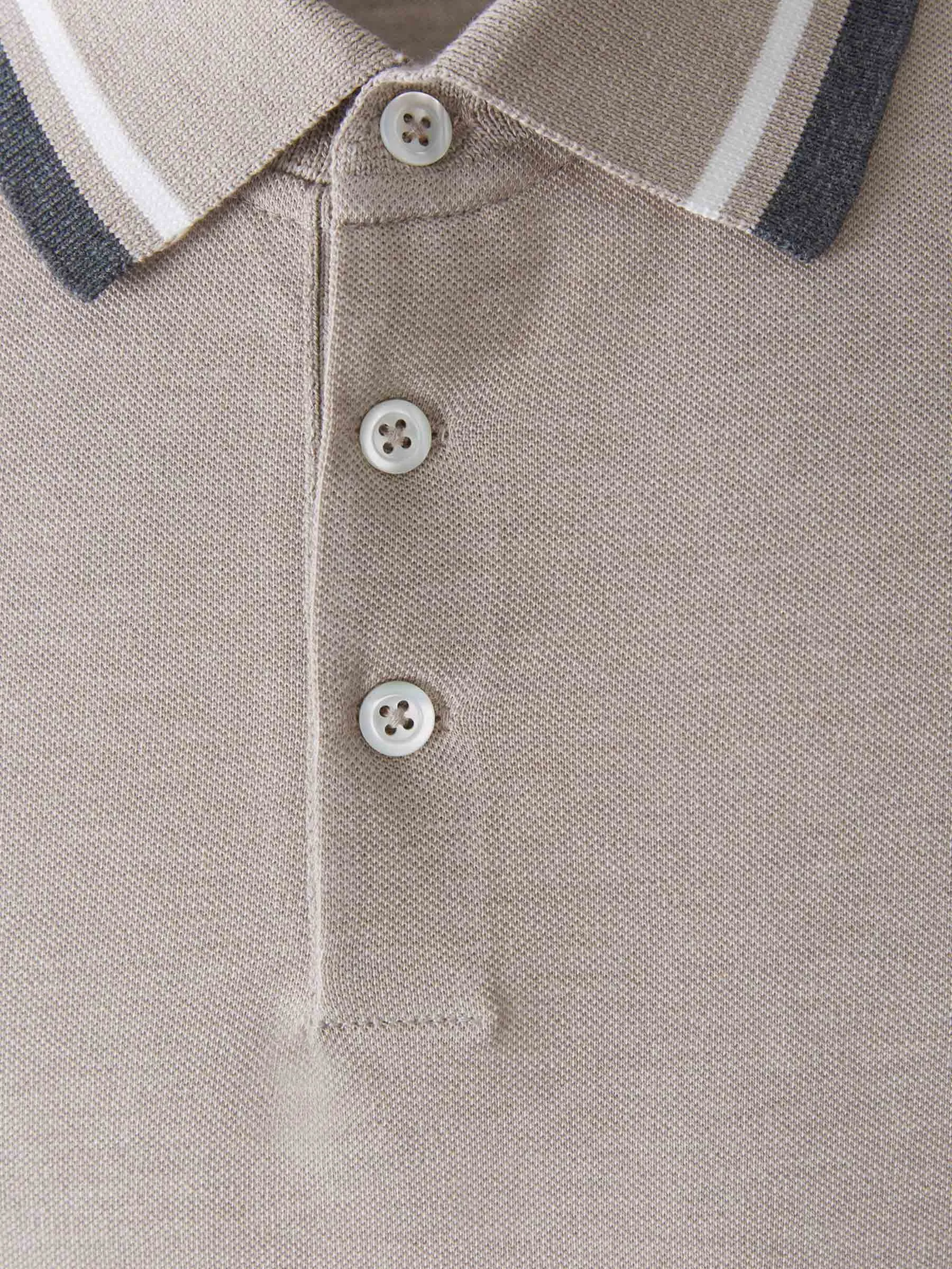 Brunello Cucinelli Stripe Short Sleeved Polo Shirt