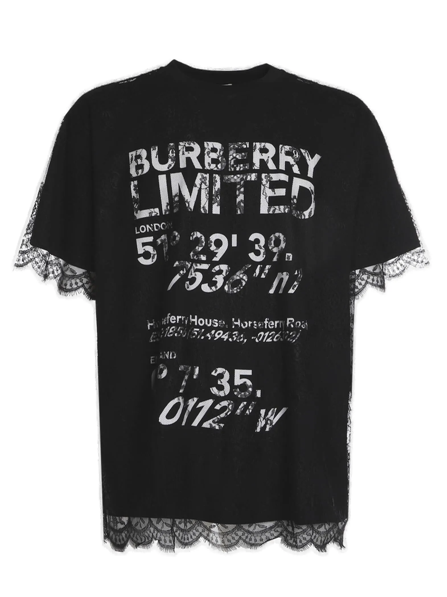 Burberry Lace-Trimmed Printed T-Shirt