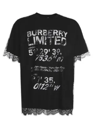 Burberry Lace-Trimmed Printed T-Shirt