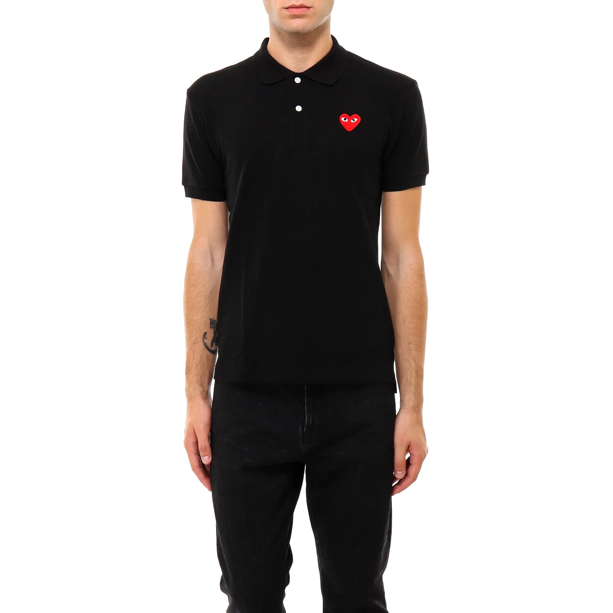 Comme des Garons Play Heart Logo Polo Shirt