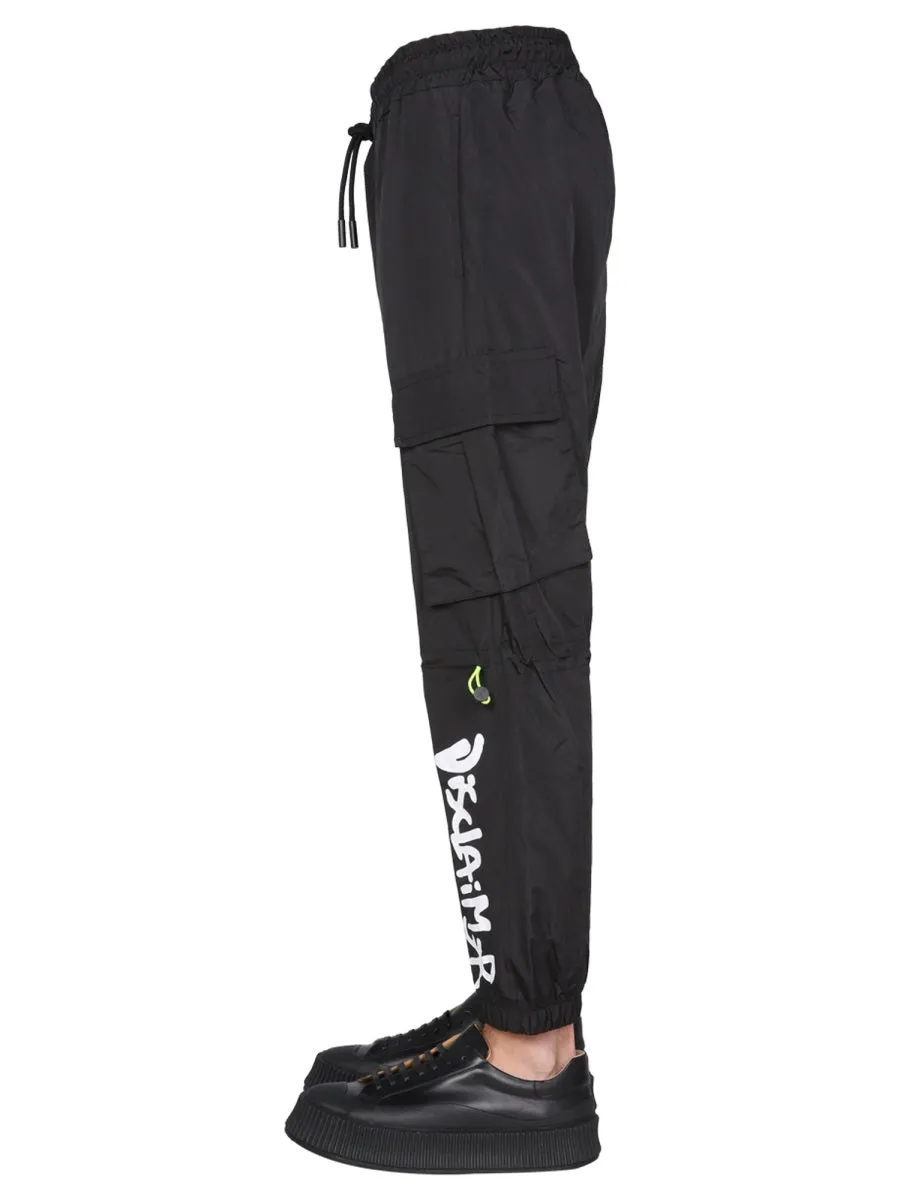 Disclaimer Logo Print Drawstring Jogging Pants