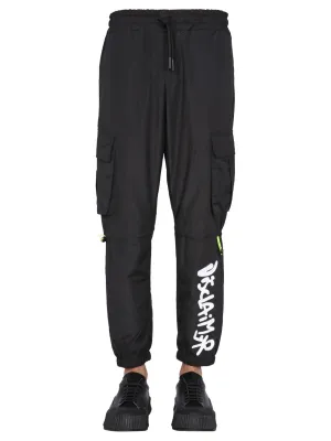 Disclaimer Logo Print Drawstring Jogging Pants