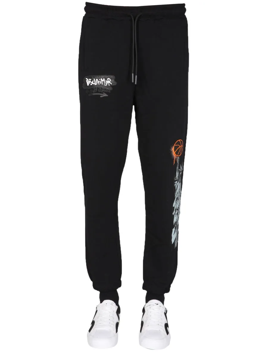 Disclaimer Logo Printed Drawstring Jogging Pants