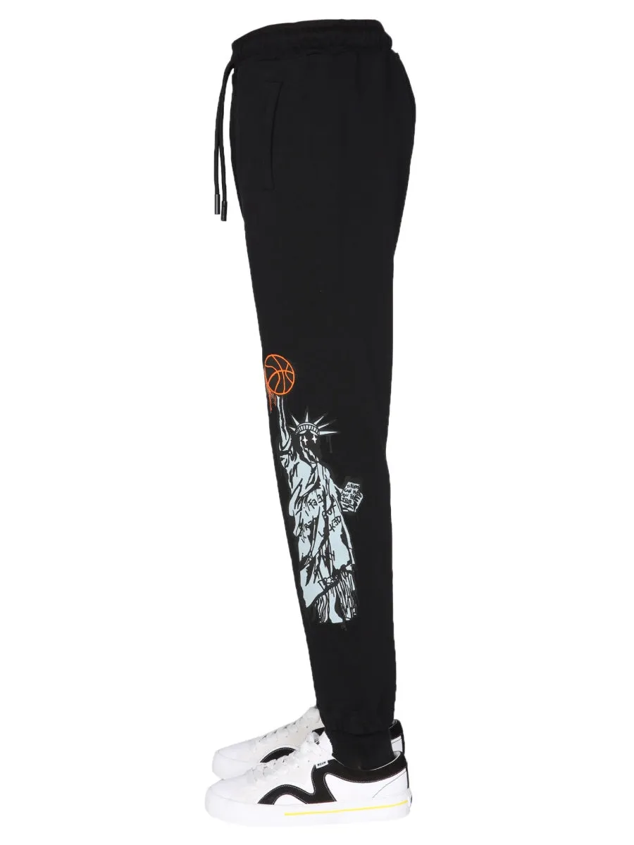 Disclaimer Logo Printed Drawstring Jogging Pants