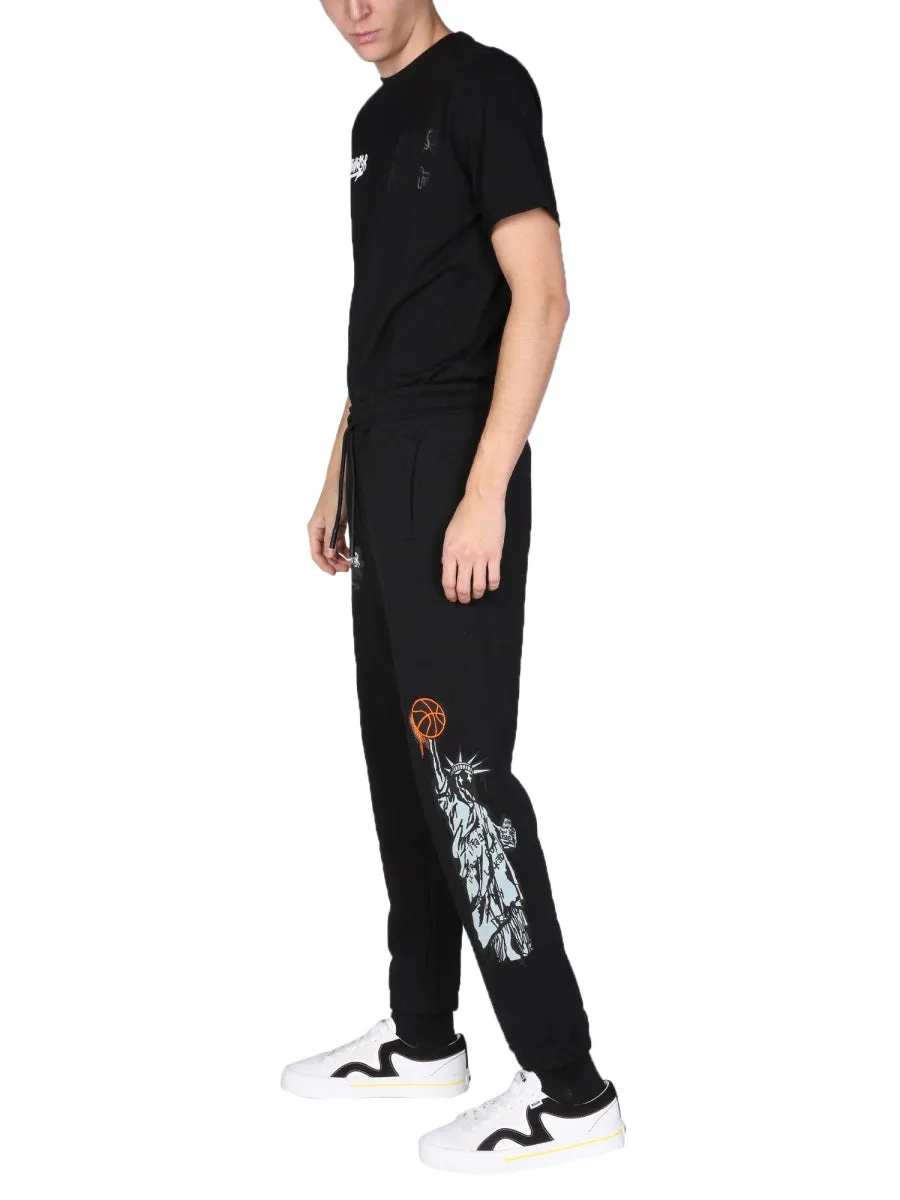 Disclaimer Logo Printed Drawstring Jogging Pants