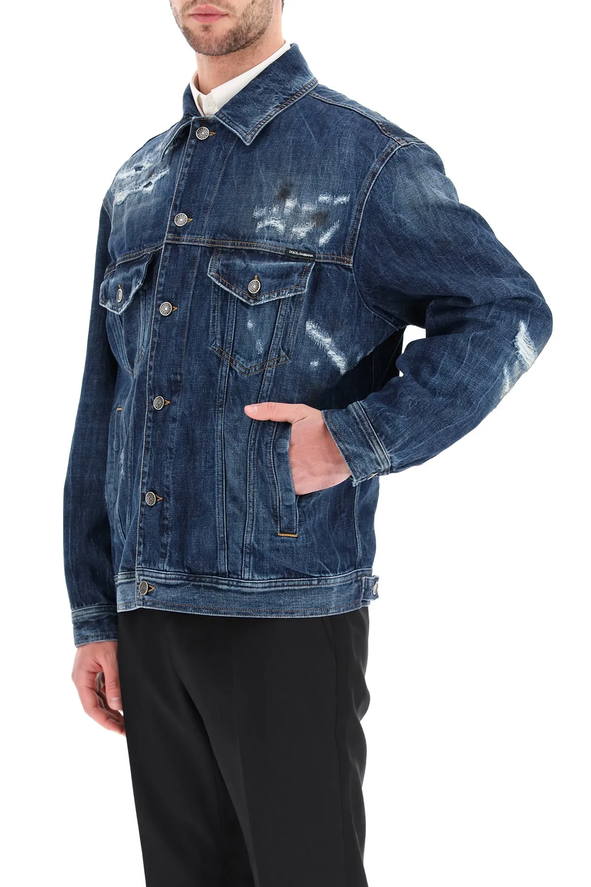 Dolce & Gabbana Distressed Buttoned Denim Jacket