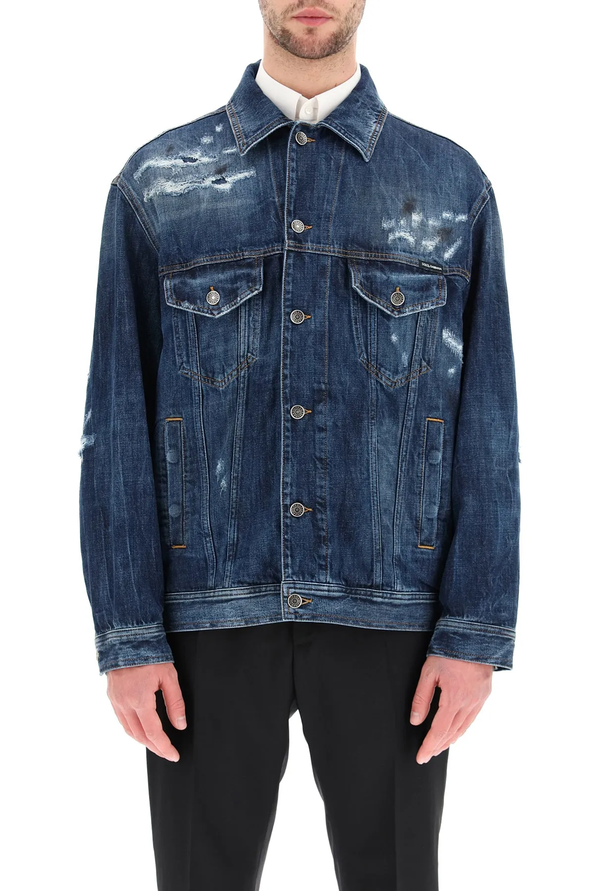 Dolce & Gabbana Distressed Buttoned Denim Jacket