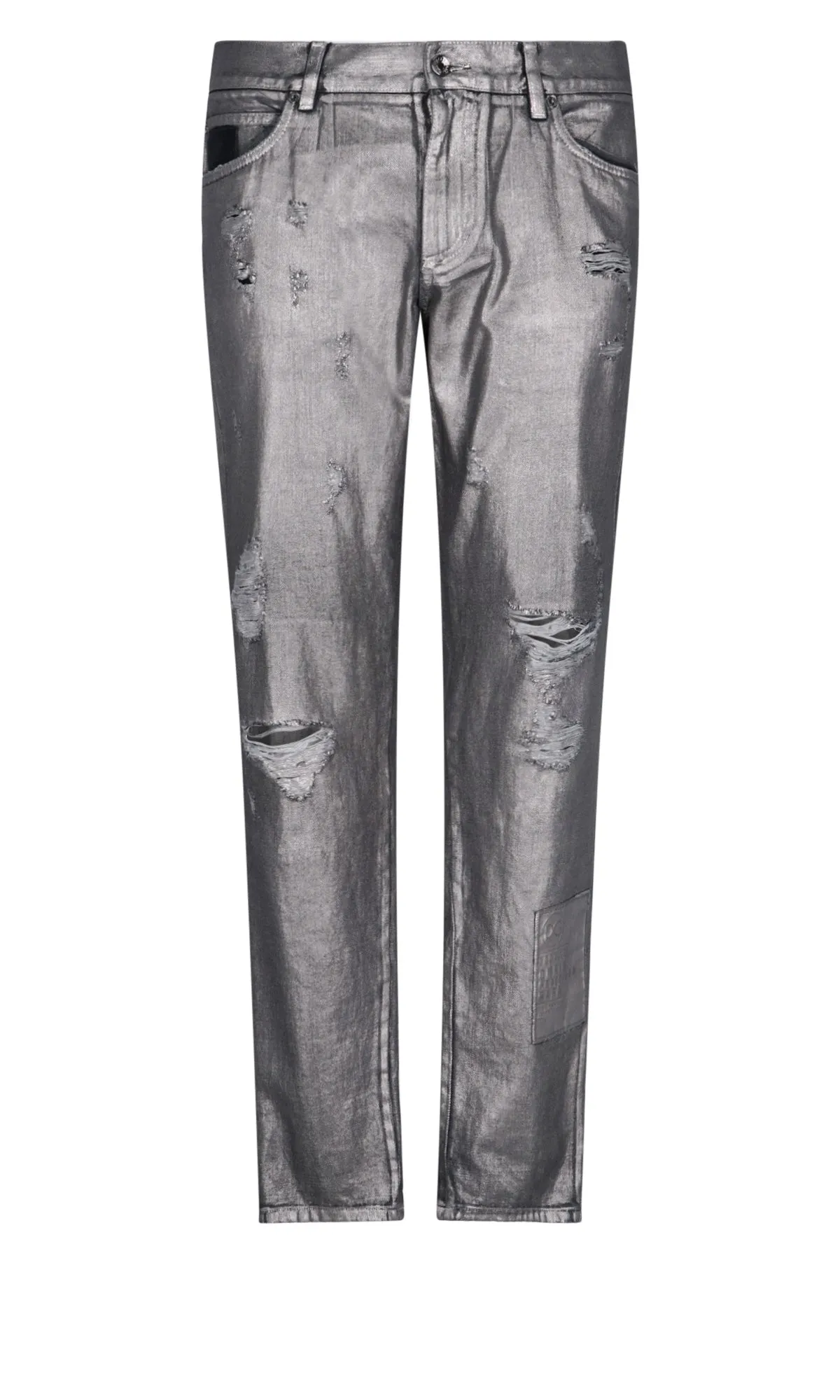 Dolce & Gabbana Distressed Metallic-Effect Jeans