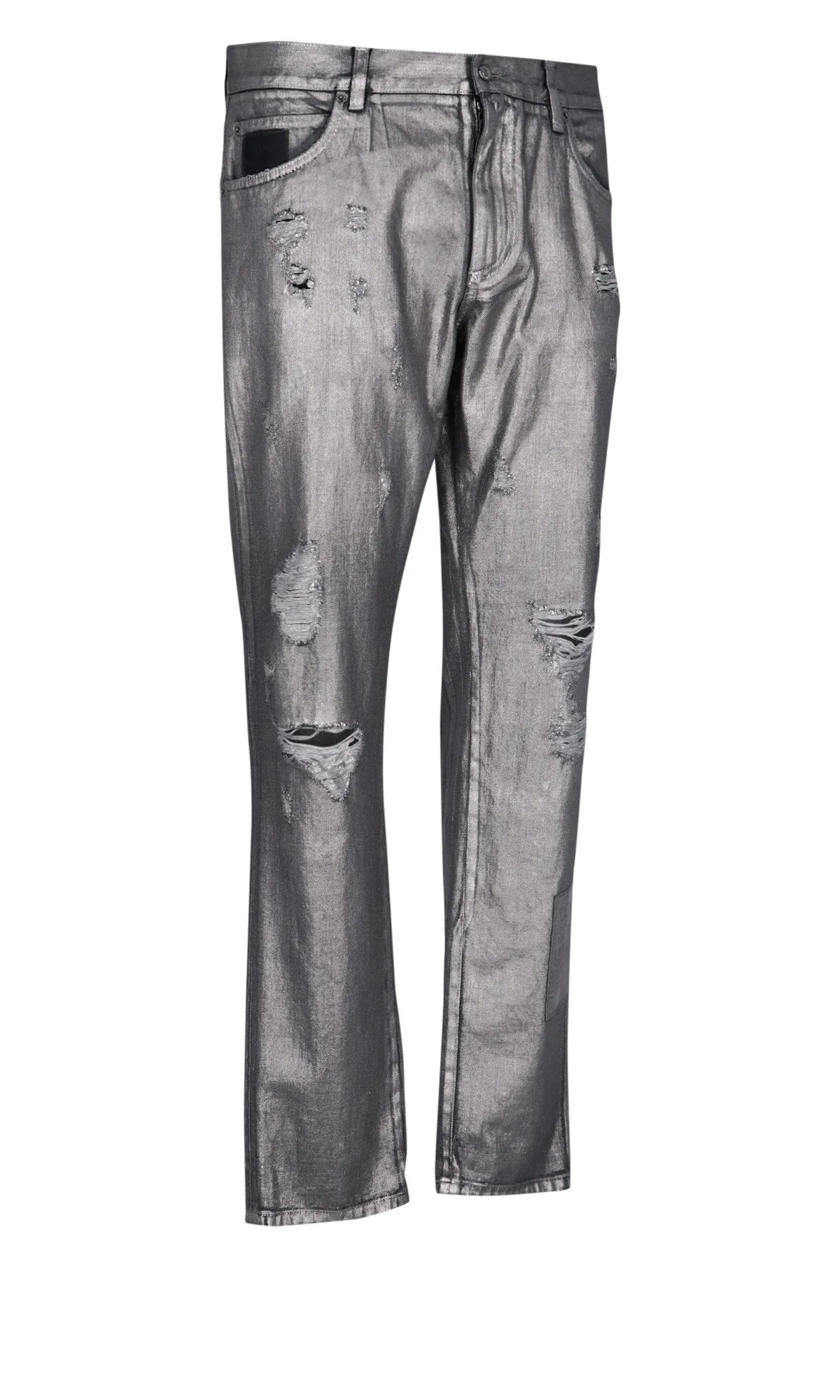 Dolce & Gabbana Distressed Metallic-Effect Jeans