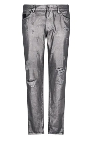 Dolce & Gabbana Distressed Metallic-Effect Jeans