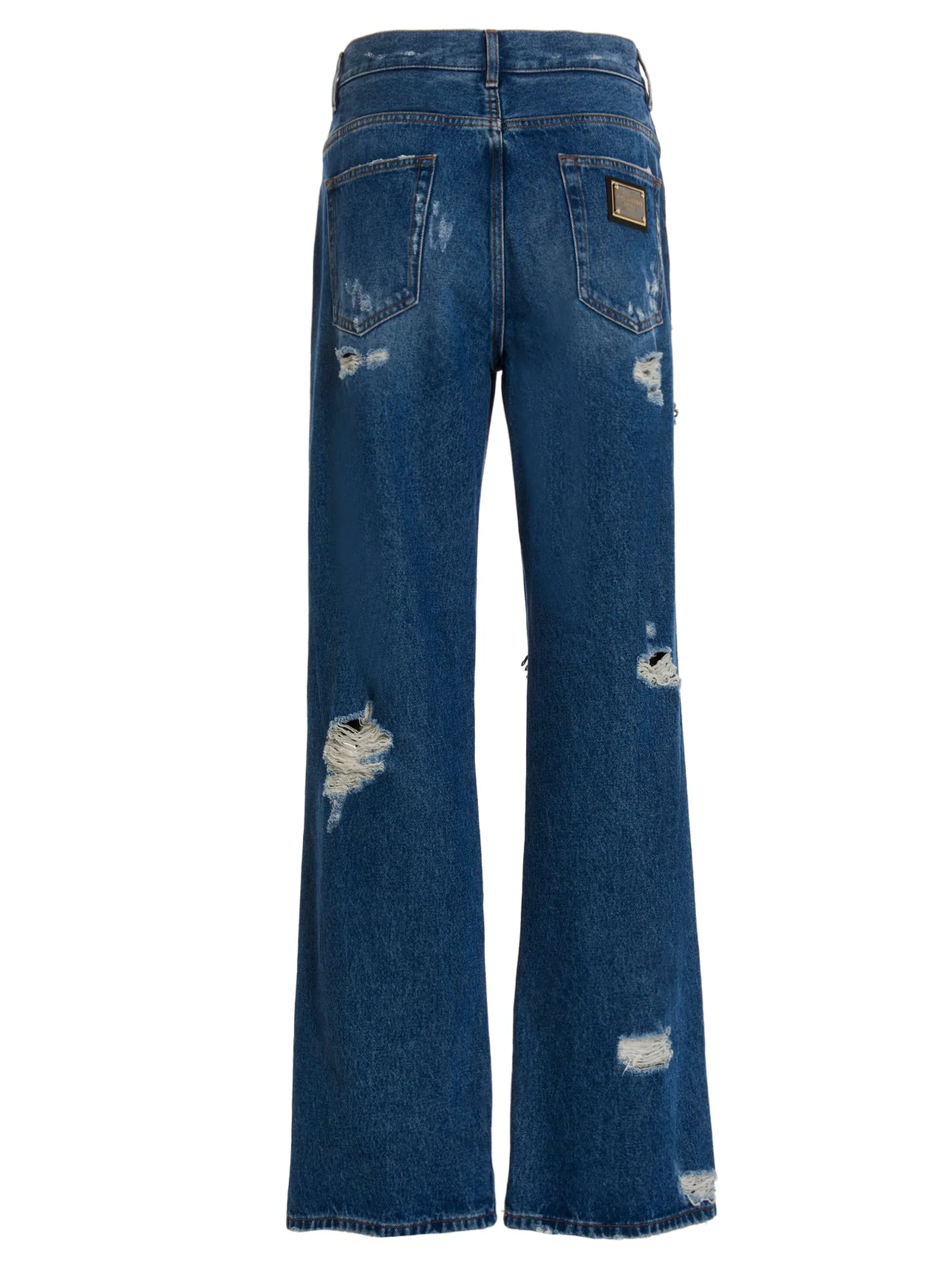 Dolce & Gabbana Distressed Straight-Leg Jeans