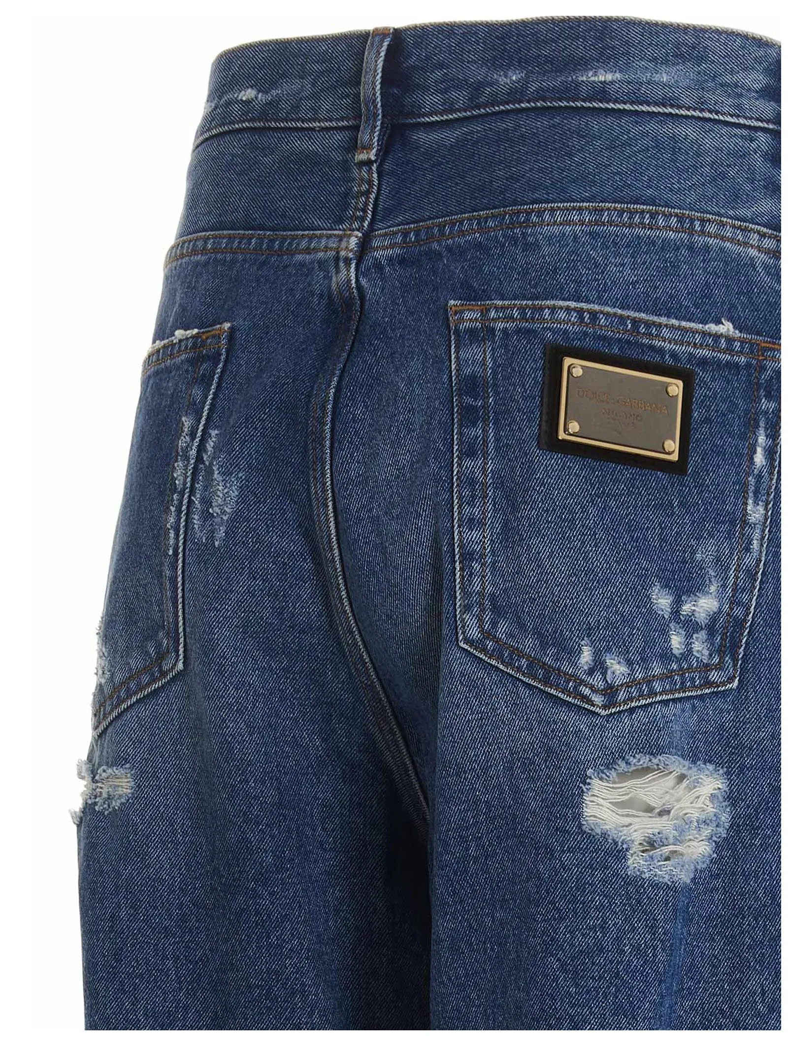 Dolce & Gabbana Distressed Straight-Leg Jeans