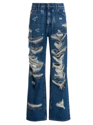 Dolce & Gabbana Distressed Straight-Leg Jeans