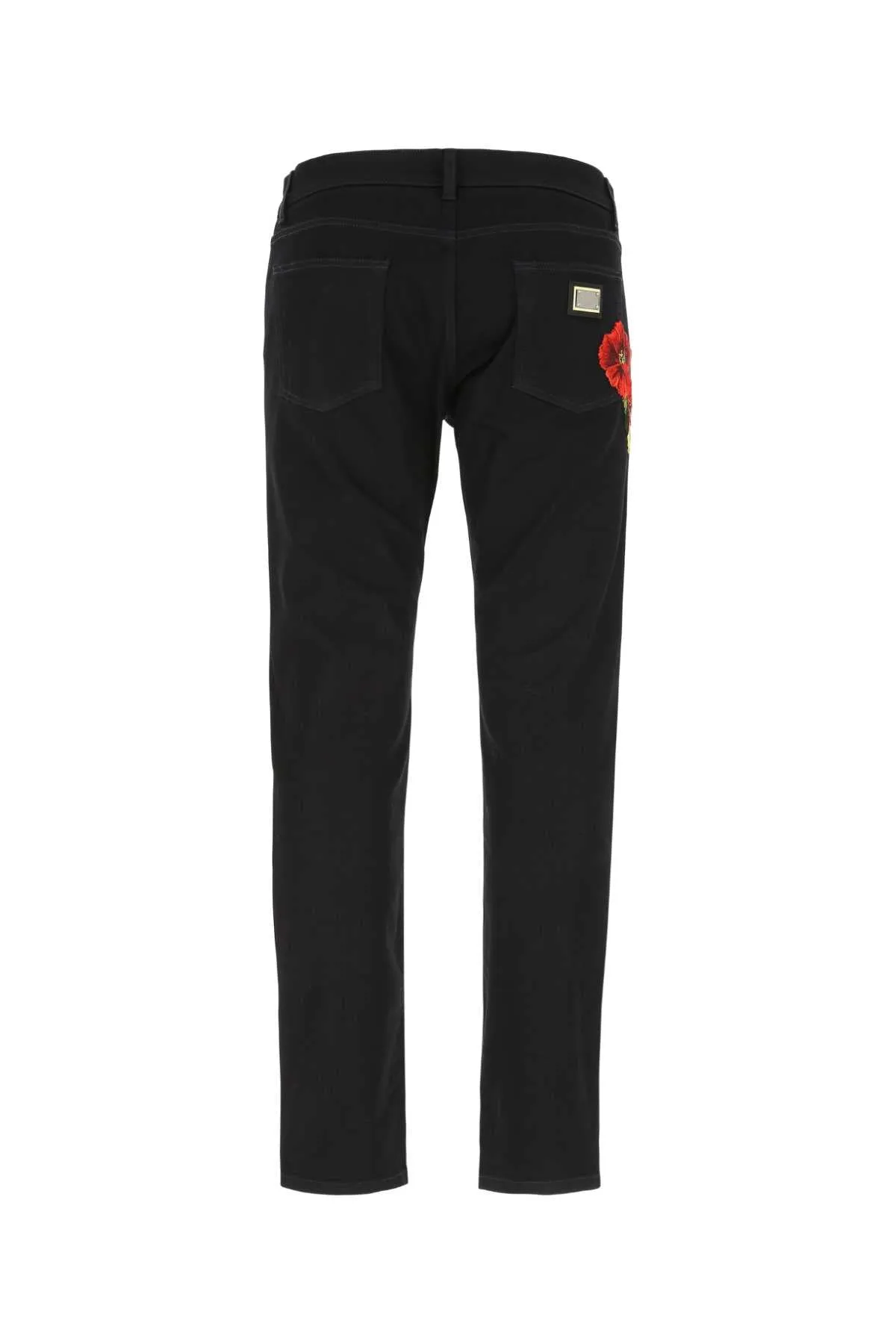 Dolce & Gabbana Logo Plaque Rose Embroidered Jeans