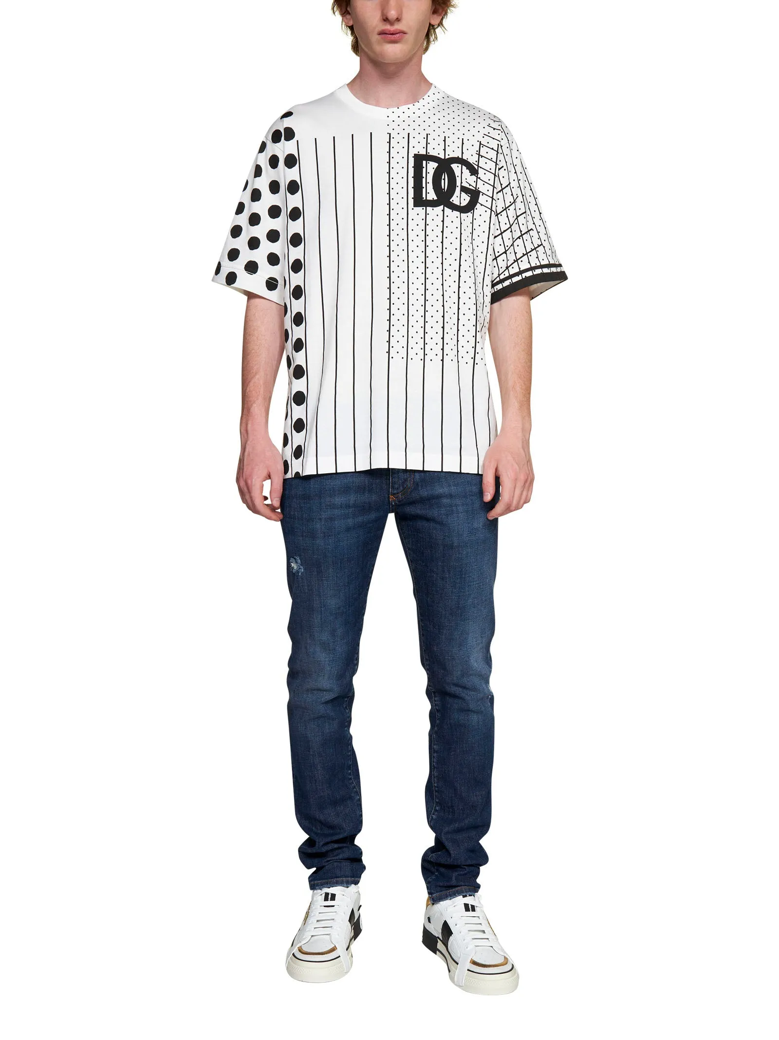 Dolce & Gabbana Logo Print Pattern Block T-Shirt