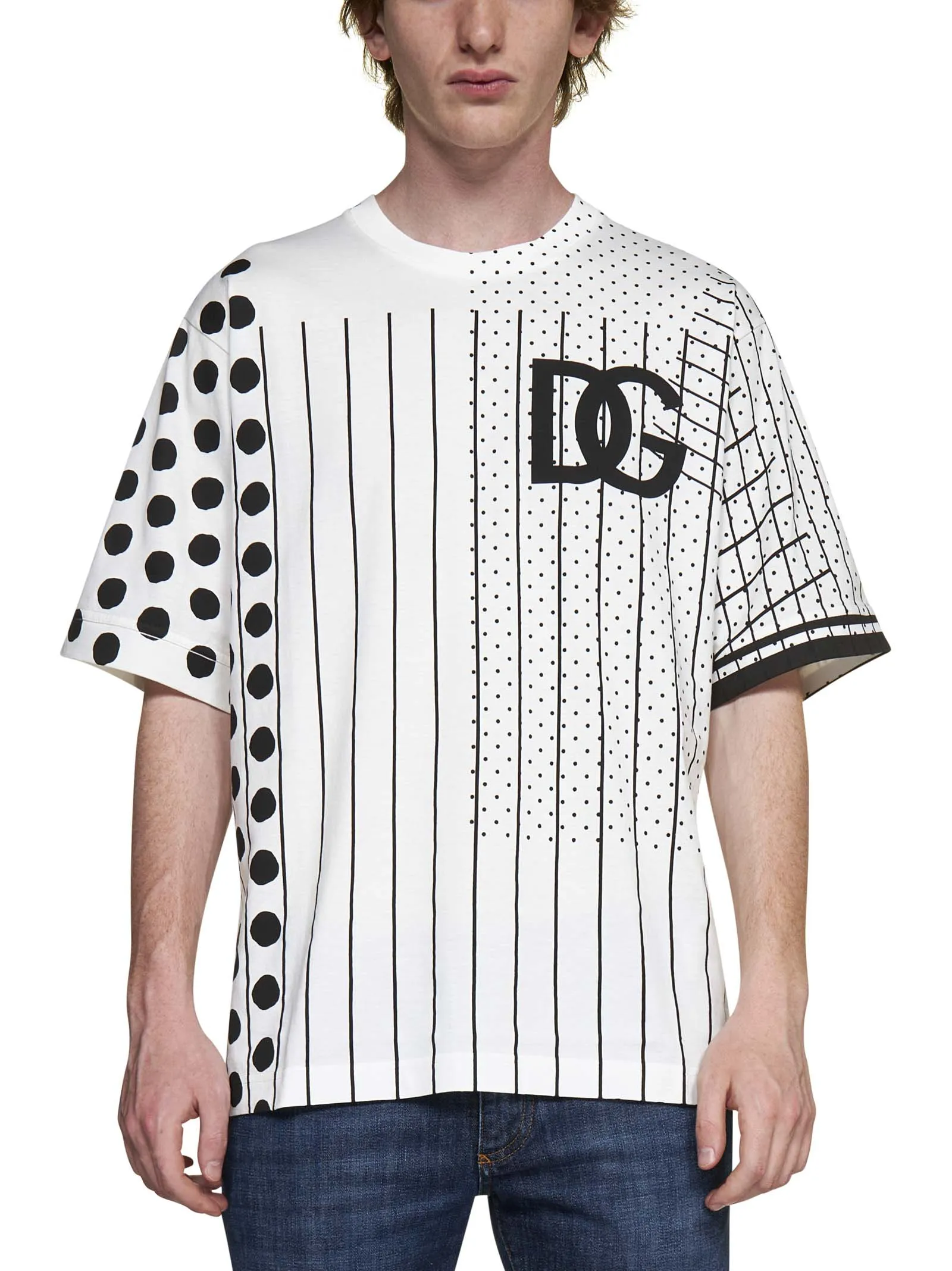 Dolce & Gabbana Logo Print Pattern Block T-Shirt