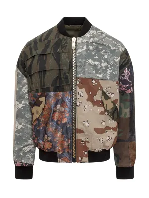 Dolce & Gabbana Patchwork Zip-Up Bomber Jacket