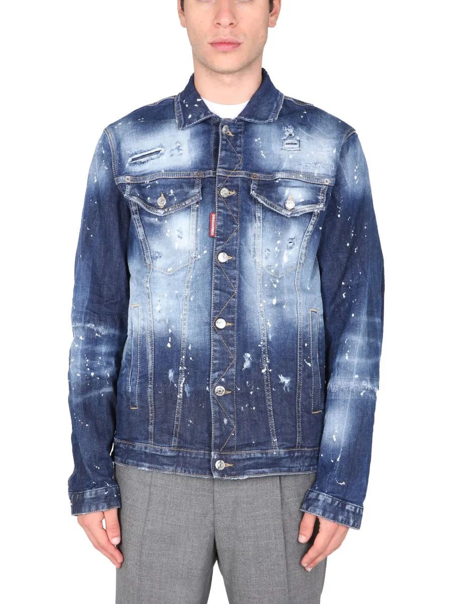 Dsquared2 Bleached Effect Denim Jacket