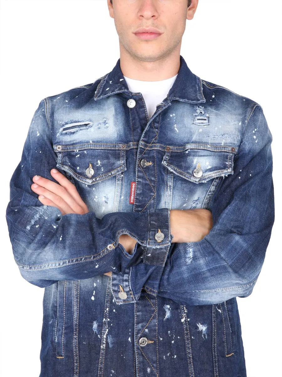 Dsquared2 Bleached Effect Denim Jacket