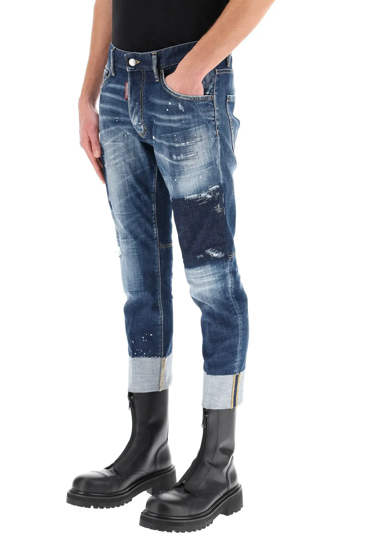 Dsquared2 Distressed Effect Turn-Up Brim Jeans