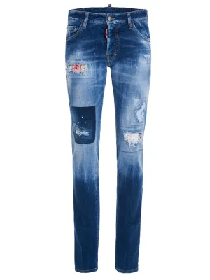 Dsquared2 Distressed Logo Patch Jeans